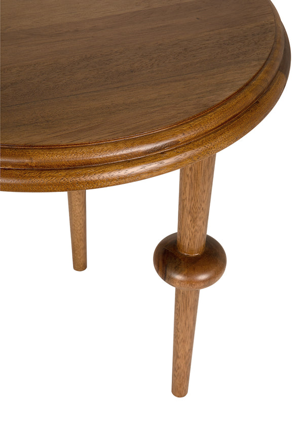 Foster Round Side Table with Turned Legs and Sculptural Folk Modern Living Room Appeal