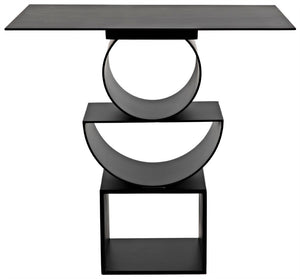 Noir Shape Modern Side Table - Black Iron Accent Piece with Minimalist Design for Living Room & Office GTAB908MTB
