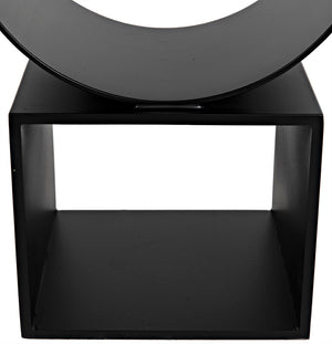 Noir Shape Modern Side Table - Black Iron Accent Piece with Minimalist Design for Living Room & Office GTAB908MTB