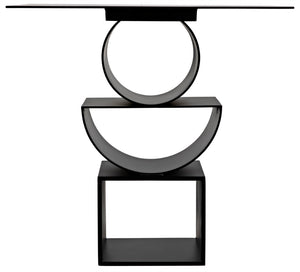 Noir Shape Modern Side Table - Black Iron Accent Piece with Minimalist Design for Living Room & Office GTAB908MTB