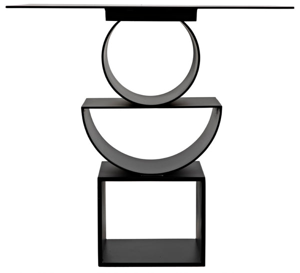 Noir Shape Modern Side Table - Black Iron Accent Piece with Minimalist Design for Living Room & Office GTAB908MTB