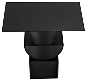 Noir Shape Modern Side Table - Black Iron Accent Piece with Minimalist Design for Living Room & Office GTAB908MTB