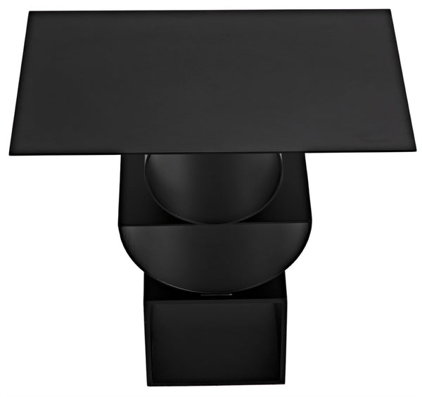 Noir Shape Modern Side Table - Black Iron Accent Piece with Minimalist Design for Living Room & Office GTAB908MTB