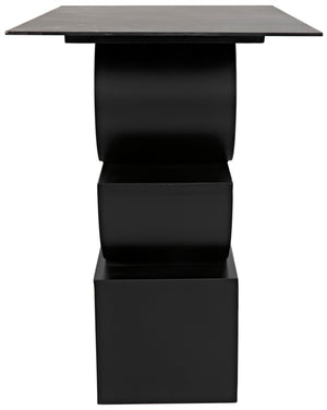 Noir Shape Modern Side Table - Black Iron Accent Piece with Minimalist Design for Living Room & Office GTAB908MTB