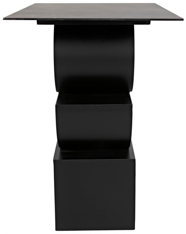 Noir Shape Modern Side Table - Black Iron Accent Piece with Minimalist Design for Living Room & Office GTAB908MTB