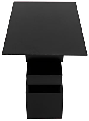 Noir Shape Modern Side Table - Black Iron Accent Piece with Minimalist Design for Living Room & Office GTAB908MTB