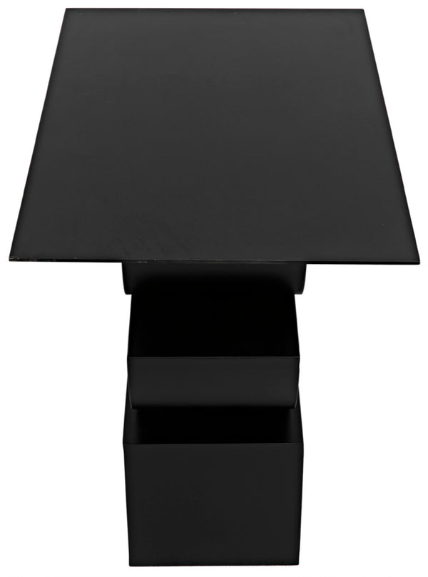 Noir Shape Modern Side Table - Black Iron Accent Piece with Minimalist Design for Living Room & Office GTAB908MTB