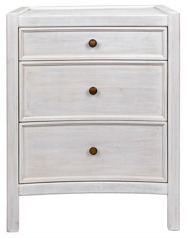 Noir Hampton Night Stand 24" - Elegant Mahogany with Timeless Design and Ample Storage for Your Bedroom White Wash GTAB928WH