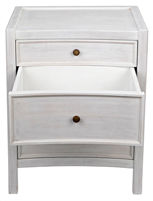 Noir Hampton Night Stand 24" - Elegant Mahogany with Timeless Design and Ample Storage for Your Bedroom White Wash GTAB928WH