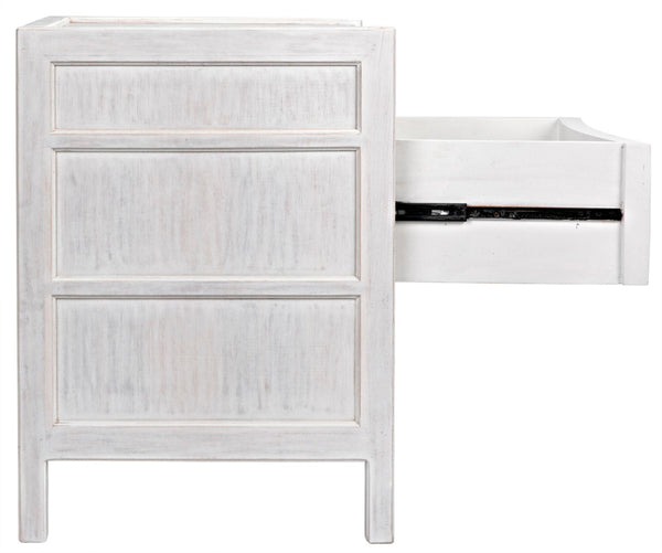 Noir Hampton Night Stand 24" - Elegant Mahogany with Timeless Design and Ample Storage for Your Bedroom White Wash GTAB928WH