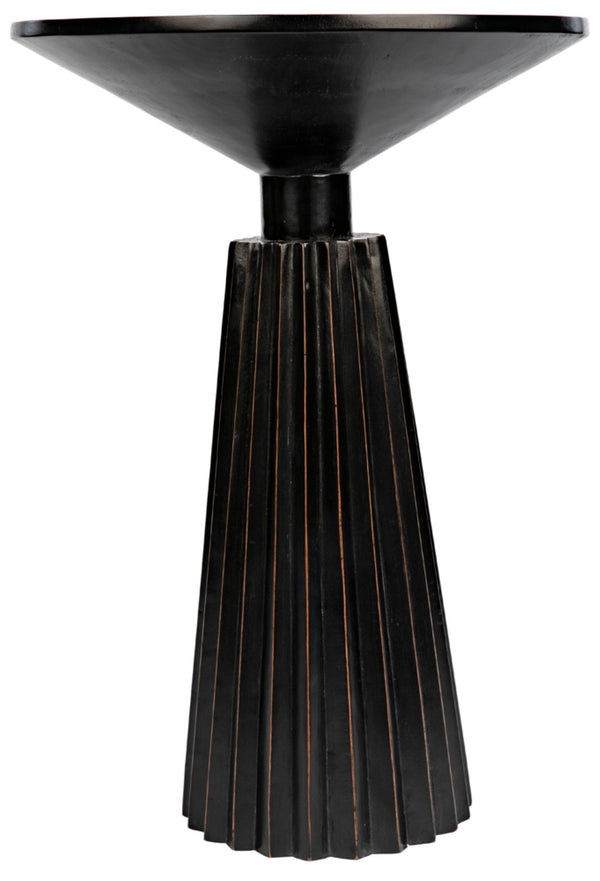 Noir Orson Side Table - Artisan-Crafted Mahogany Accent with Gold Trim for Modern Elegance and Style Hand Rubbed Black W/ Light Brown Highlights GTAB939HB