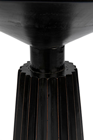 Noir Orson Side Table - Artisan-Crafted Mahogany Accent with Gold Trim for Modern Elegance and Style Hand Rubbed Black W/ Light Brown Highlights GTAB939HB