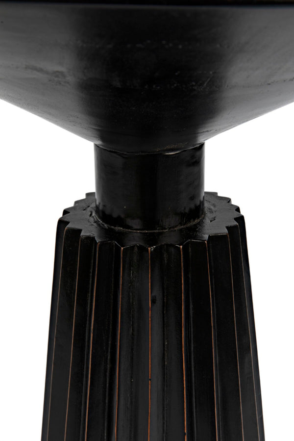 Noir Orson Side Table - Artisan-Crafted Mahogany Accent with Gold Trim for Modern Elegance and Style Hand Rubbed Black W/ Light Brown Highlights GTAB939HB