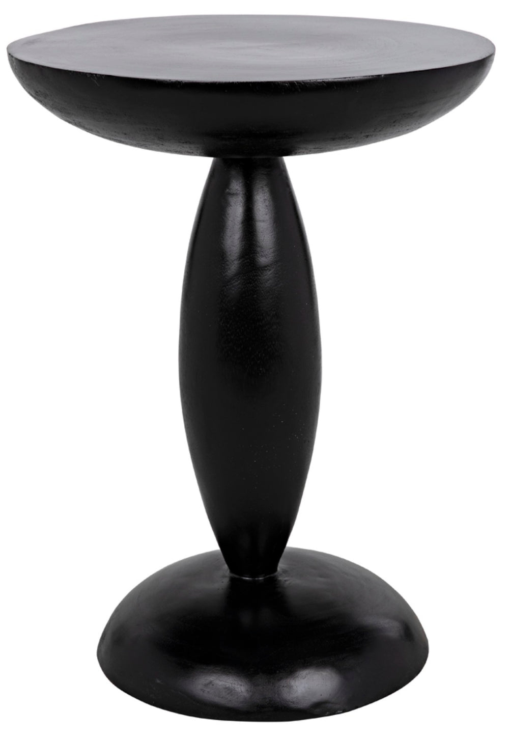 Noir Adonis Hand-Carved Side Table in Hand-Rubbed Black - Elegant Mahogany Accent for Any Space GTAB942HB