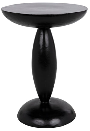Noir Adonis Hand-Carved Side Table in Hand-Rubbed Black - Elegant Mahogany Accent for Any Space GTAB942HB