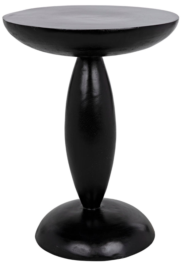 Noir Adonis Hand-Carved Side Table in Hand-Rubbed Black - Elegant Mahogany Accent for Any Space GTAB942HB