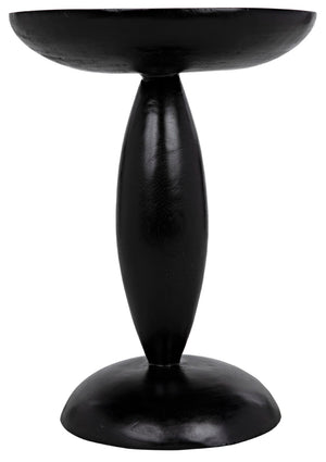 Noir Adonis Hand-Carved Side Table in Hand-Rubbed Black - Elegant Mahogany Accent for Any Space GTAB942HB