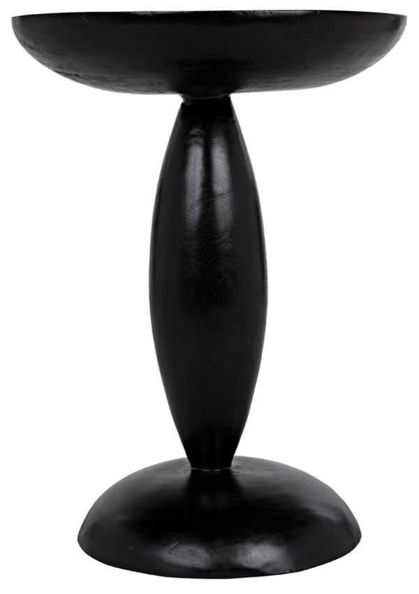 Noir Adonis Hand-Carved Side Table in Hand-Rubbed Black - Elegant Mahogany Accent for Any Space GTAB942HB