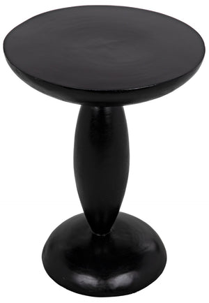 Noir Adonis Hand-Carved Side Table in Hand-Rubbed Black - Elegant Mahogany Accent for Any Space GTAB942HB