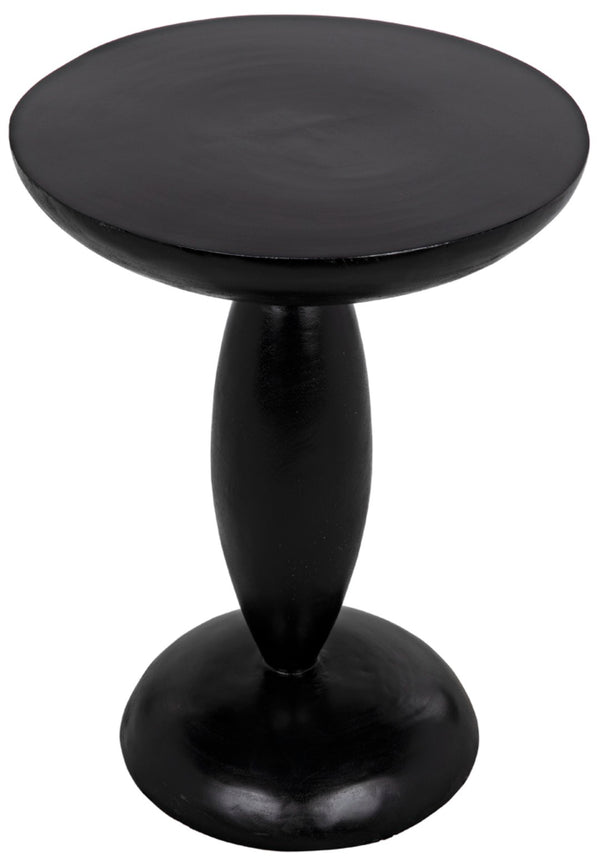 Noir Adonis Hand-Carved Side Table in Hand-Rubbed Black - Elegant Mahogany Accent for Any Space GTAB942HB