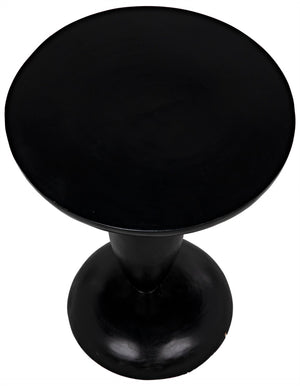 Noir Adonis Hand-Carved Side Table in Hand-Rubbed Black - Elegant Mahogany Accent for Any Space GTAB942HB