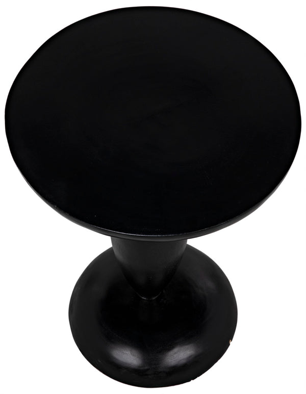 Noir Adonis Hand-Carved Side Table in Hand-Rubbed Black - Elegant Mahogany Accent for Any Space GTAB942HB