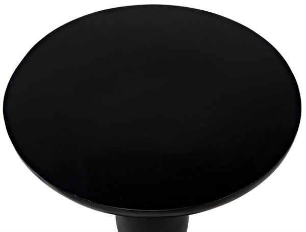 Noir Adonis Hand-Carved Side Table in Hand-Rubbed Black - Elegant Mahogany Accent for Any Space GTAB942HB