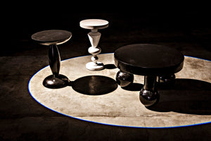 Noir Adonis Hand-Carved Side Table in Hand-Rubbed Black - Elegant Mahogany Accent for Any Space GTAB942HB