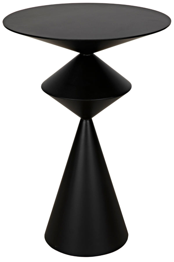 Noir Zasa Handcrafted Black Iron Side Table – Modern Geometric Design for Versatile Home Decor Use GTAB947MTB