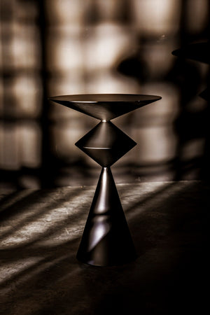 Noir Zasa Handcrafted Black Iron Side Table – Modern Geometric Design for Versatile Home Decor Use GTAB947MTB