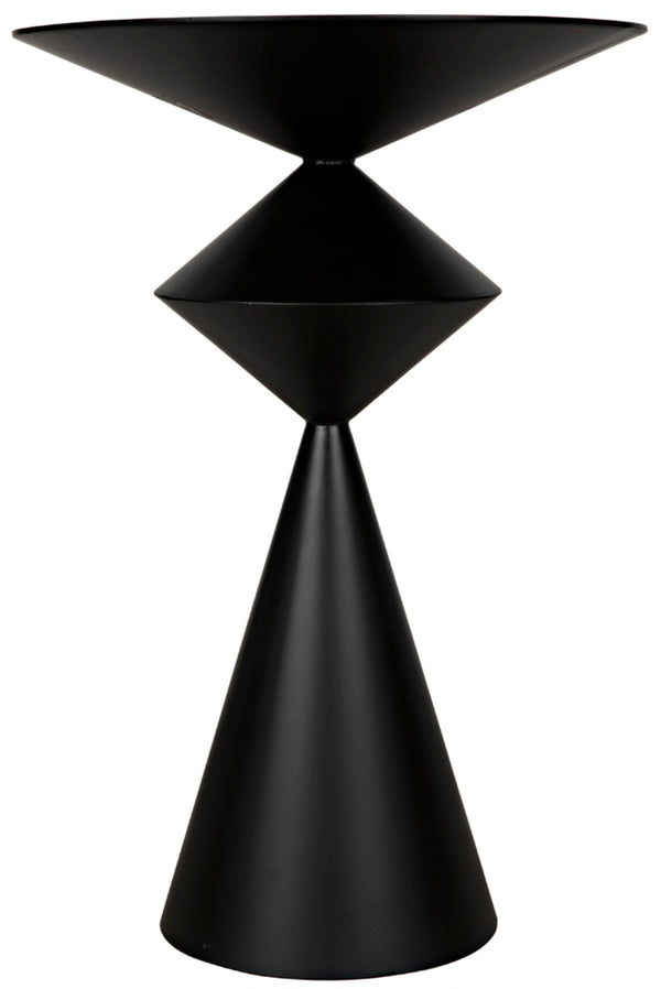 Noir Zasa Handcrafted Black Iron Side Table – Modern Geometric Design for Versatile Home Decor Use GTAB947MTB