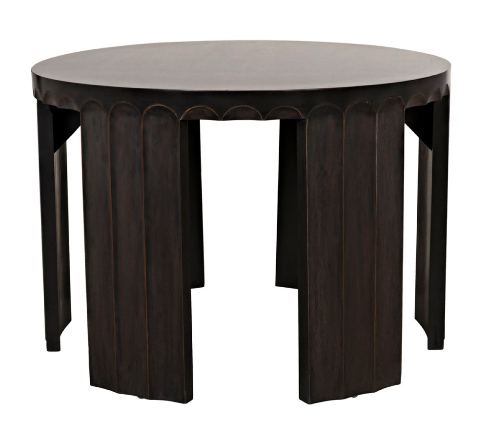 Noir Fluted Side Table - Elegant Fluted Design with Pale Finish & Light Brown Trim for Stylish Decor GTAB951P