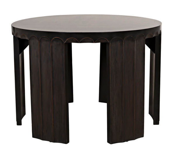 Noir Fluted Side Table - Elegant Fluted Design with Pale Finish & Light Brown Trim for Stylish Decor GTAB951P