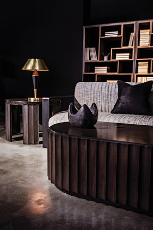 Noir Fluted Side Table - Elegant Fluted Design with Pale Finish & Light Brown Trim for Stylish Decor GTAB951P