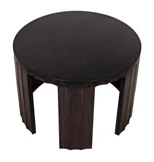 Noir Fluted Side Table - Elegant Fluted Design with Pale Finish & Light Brown Trim for Stylish Decor GTAB951P