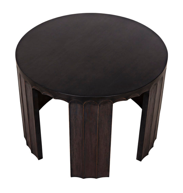 Noir Fluted Side Table - Elegant Fluted Design with Pale Finish & Light Brown Trim for Stylish Decor GTAB951P