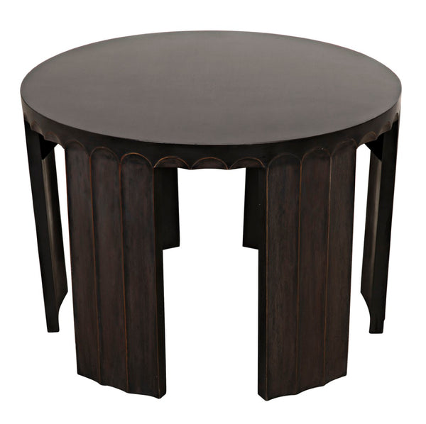 Noir Fluted Side Table - Elegant Fluted Design with Pale Finish & Light Brown Trim for Stylish Decor GTAB951P