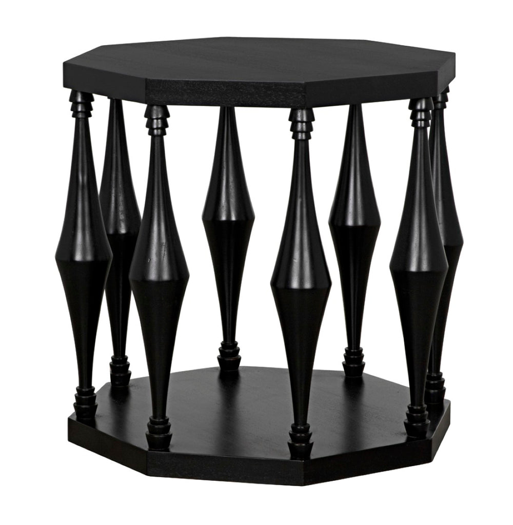 Noir Marceo Handcrafted Black Side Table - Contemporary Mahogany Accent for Living Room & Bedroom Decor GTAB964HB