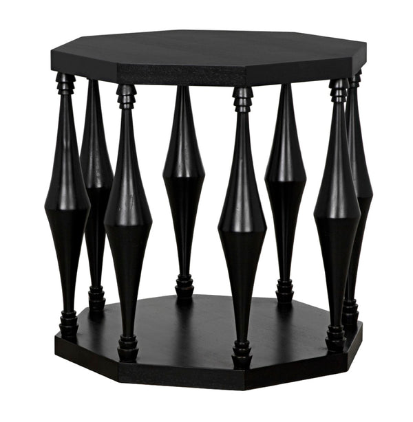 Noir Marceo Handcrafted Black Side Table - Contemporary Mahogany Accent for Living Room & Bedroom Decor GTAB964HB