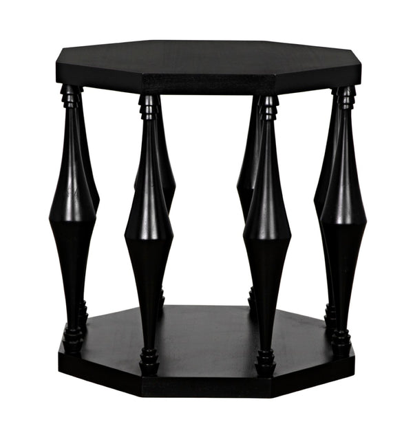 Noir Marceo Handcrafted Black Side Table - Contemporary Mahogany Accent for Living Room & Bedroom Decor GTAB964HB