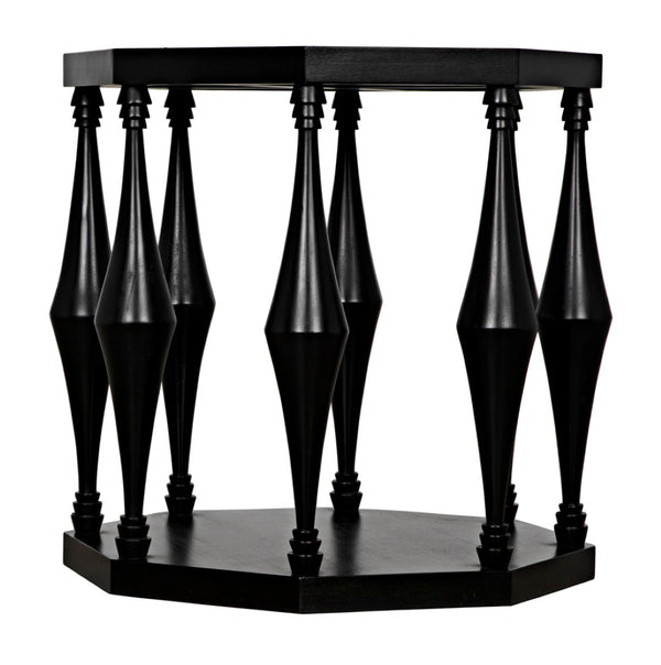 Noir Marceo Handcrafted Black Side Table - Contemporary Mahogany Accent for Living Room & Bedroom Decor GTAB964HB