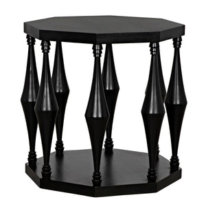 Noir Marceo Handcrafted Black Side Table - Contemporary Mahogany Accent for Living Room & Bedroom Decor GTAB964HB