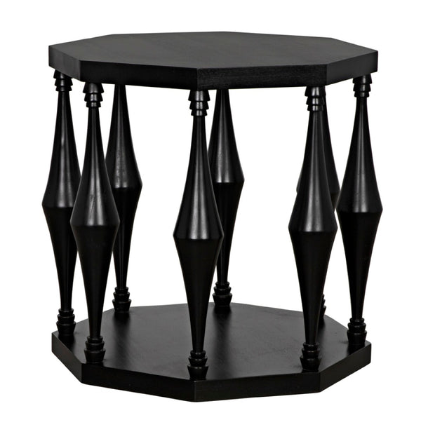 Noir Marceo Handcrafted Black Side Table - Contemporary Mahogany Accent for Living Room & Bedroom Decor GTAB964HB