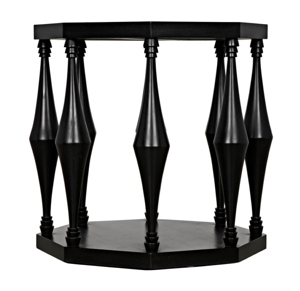 Noir Marceo Handcrafted Black Side Table - Contemporary Mahogany Accent for Living Room & Bedroom Decor GTAB964HB