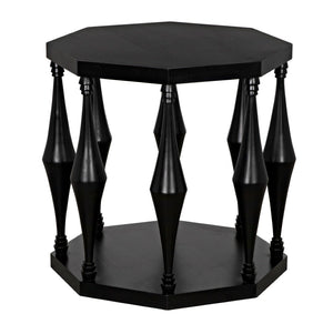 Noir Marceo Handcrafted Black Side Table - Contemporary Mahogany Accent for Living Room & Bedroom Decor GTAB964HB