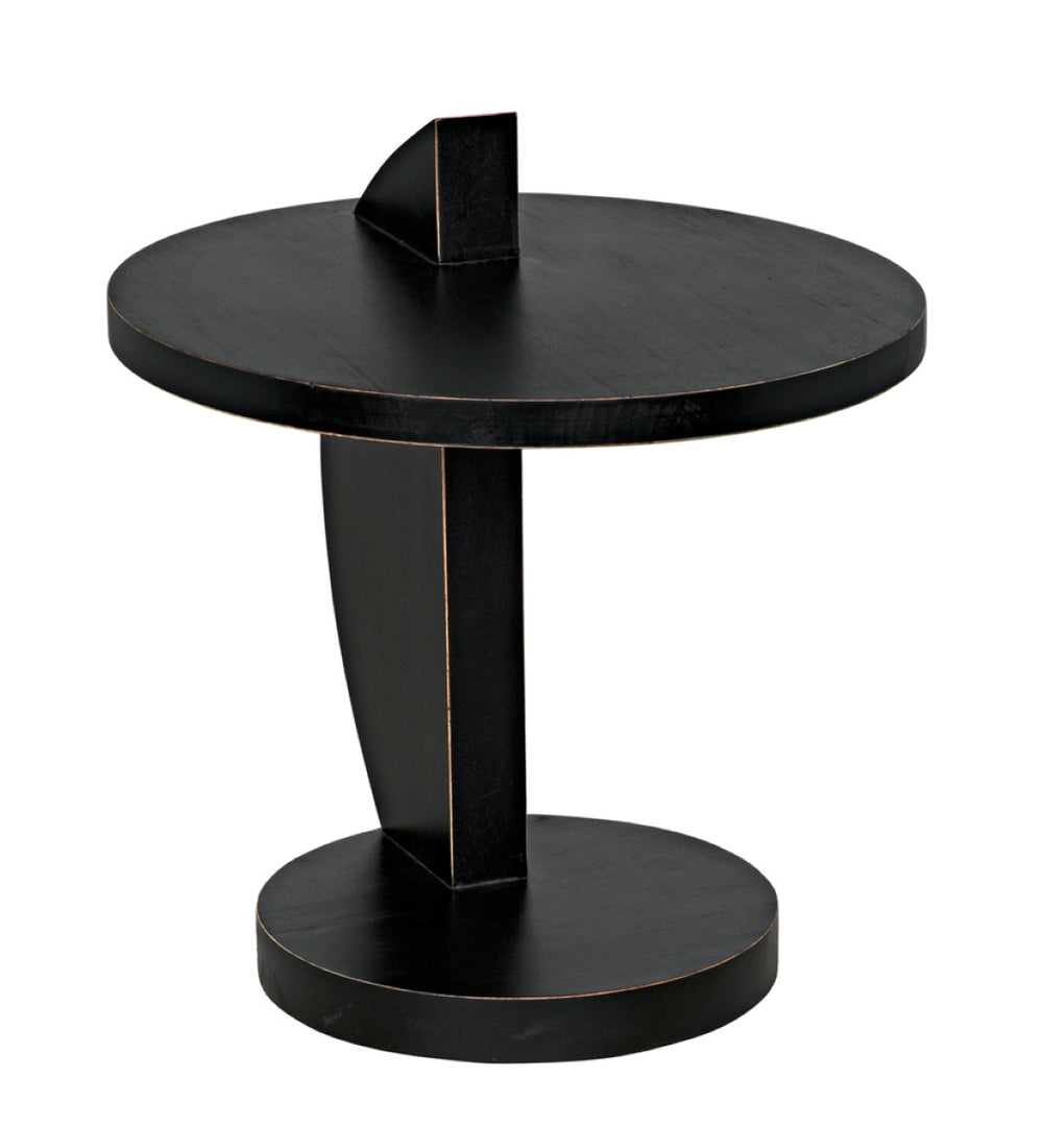 Noir Reed Handcrafted Mahogany Side Table - Modern Accent Piece with Black Finish for Any Space GTAB972HB