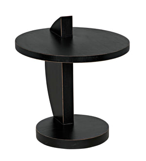 Noir Reed Handcrafted Mahogany Side Table - Modern Accent Piece with Black Finish for Any Space GTAB972HB