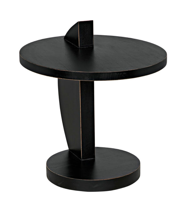Noir Reed Handcrafted Mahogany Side Table - Modern Accent Piece with Black Finish for Any Space GTAB972HB