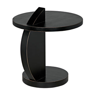 Noir Reed Handcrafted Mahogany Side Table - Modern Accent Piece with Black Finish for Any Space GTAB972HB