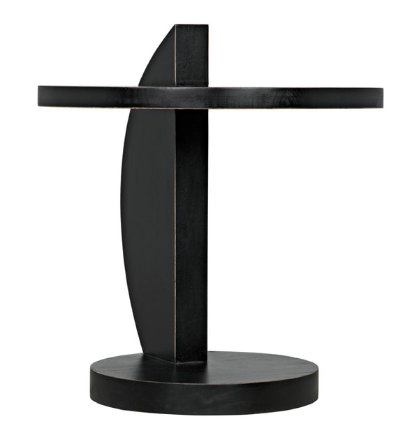 Noir Reed Handcrafted Mahogany Side Table - Modern Accent Piece with Black Finish for Any Space GTAB972HB